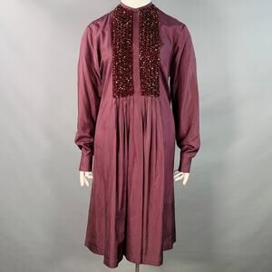 DRIES VAN NOTEN Size 10 Purple Silk Beaded A-Line Tunic Dress